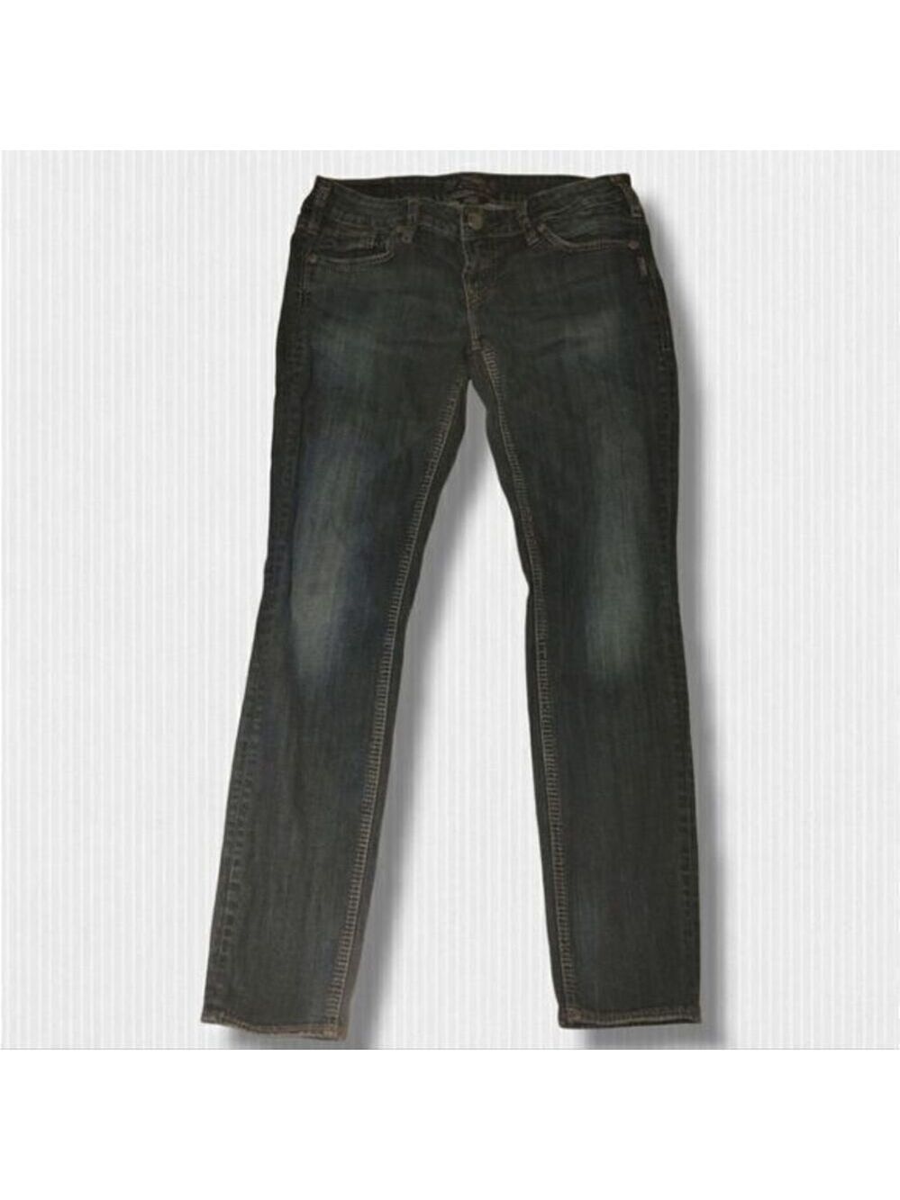 SILVER Aiko Low Rise Dark Faded Denim Skinny Jeans